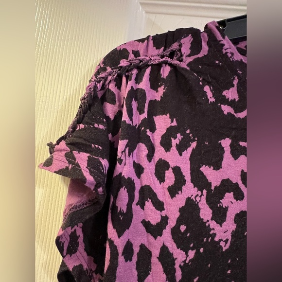 Nordstrom Seventy Two Changes Leopard Print Distressed Top Size M - Picture 3 of 4